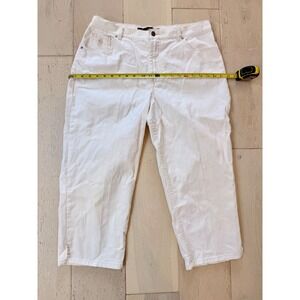 Gloria Vanderbilt Womens White Denim Capri Pants Size 14 Cropped Jeans Slit Hem